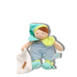 Doudou petite fille mouchoir bleu et vert