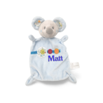 Doudou personnalisé souris plate bleue