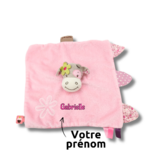 Doudou vache rose personnalisé