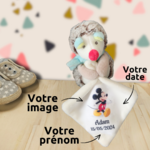 Doudou personnalisé hérisson avec photo, image, dessin et prénom