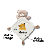 Doudou personnalisé ours marron et blanc, avec photo ou prénom, Disney