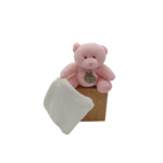 Doudou petit ours rose avec mouchoir blanc DOUDOU et Compagnie