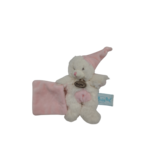 Doudou petit ours blanc bonnet rose BABY NAT