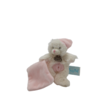 Doudou petit ours blanc bonnet rose BABY NAT