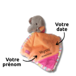 éléphant orange et rose à grelots