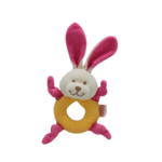 Doudou hochet lapin rose LES MATERNELLES