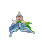 Doudou carré clown bleu et vert Nicotoy