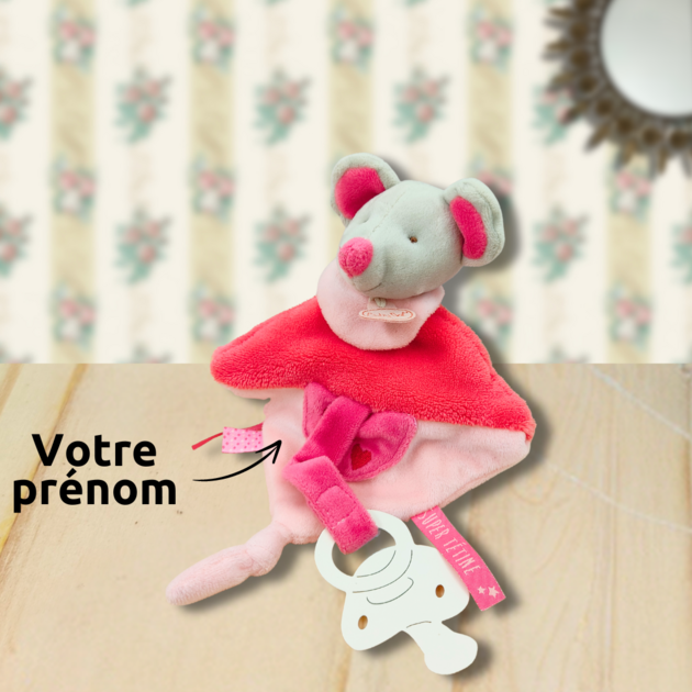 Doudou personnalisé souris rose