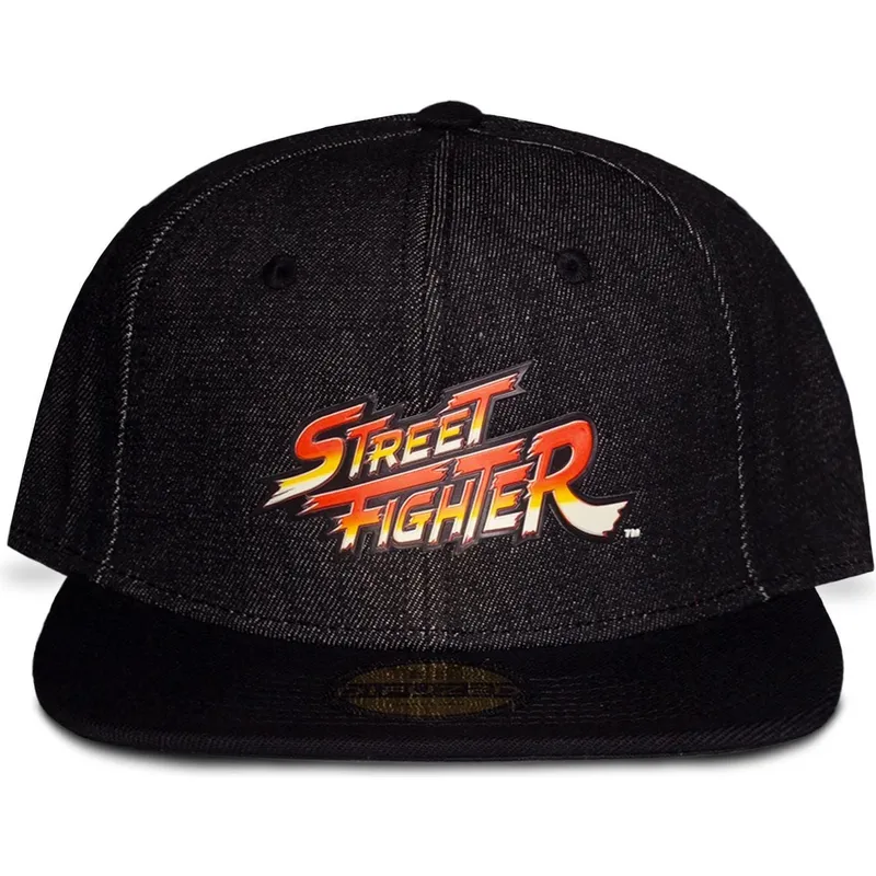 casquette-plate-noire-snapback-street-fighter-logo-difuzed