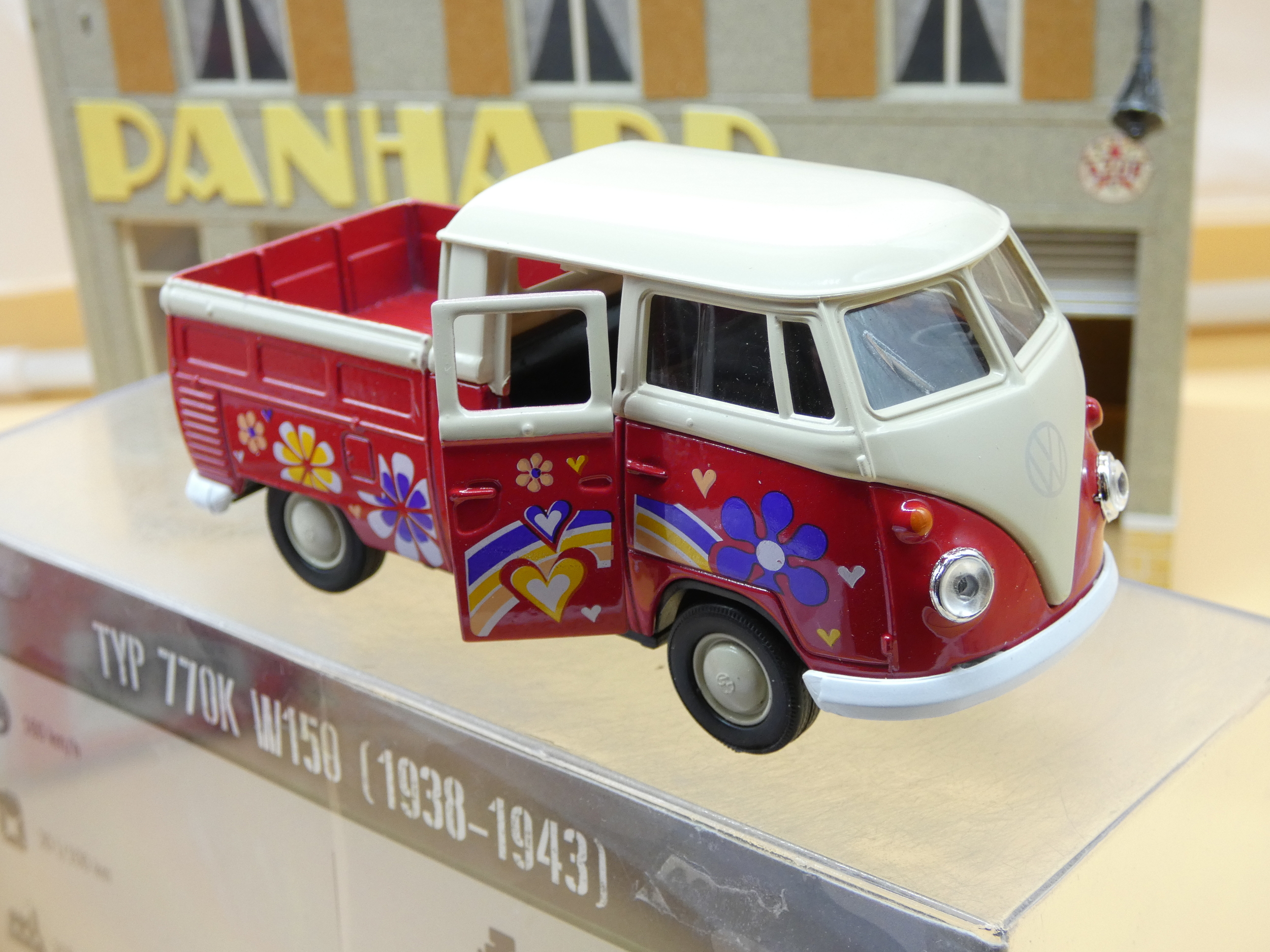 VOLKSWAGEN T1 BUS 1963 DOUBLE CABINE PICK UP ROUGE 1/38 WELLY NEUF BOITE ORIGINE