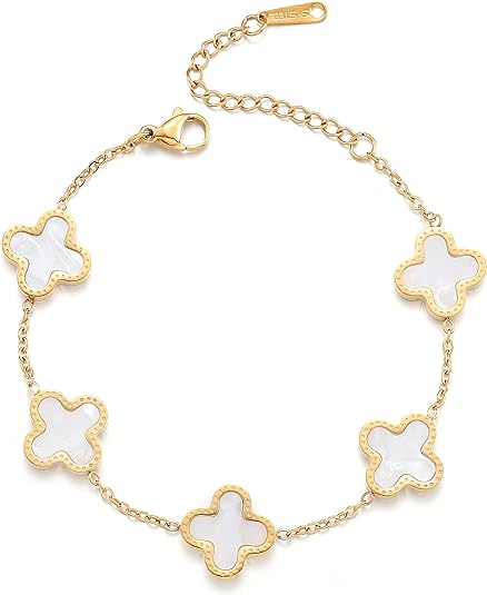 Van Cleef & Arpels Alhambra Inspired Vintage Style Four Leaf Clover Design Bracelet - Affordable Van Cleef Bracelet Copy