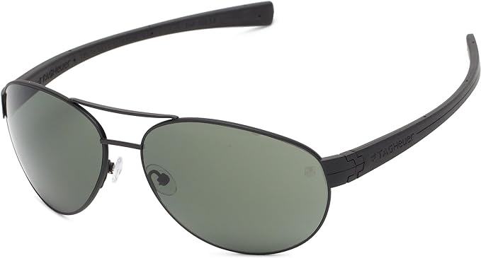 TAG Heuer 0253-301 LRS Black Rectangular Green Outdoor Lens Men\'s Sunglasses