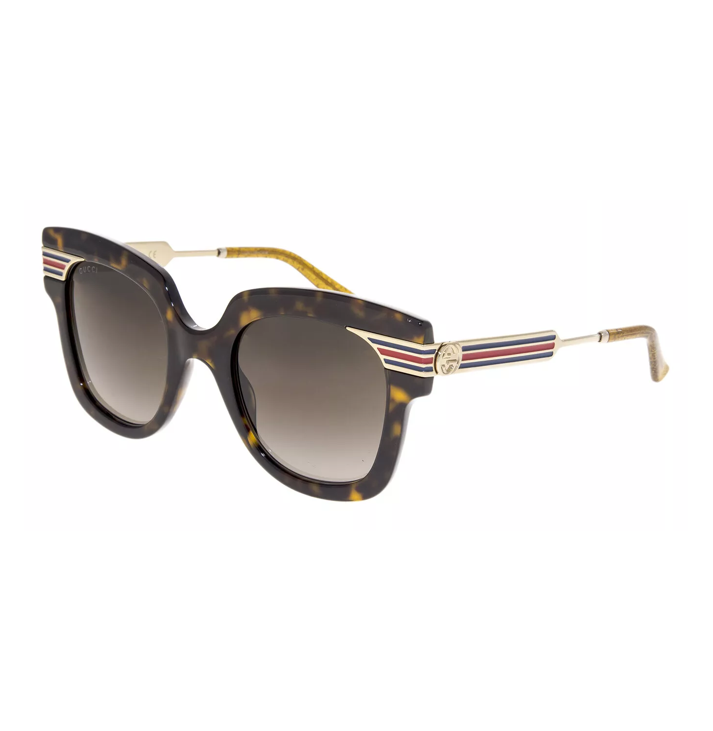 Gucci GG0281S-002 Havana Gold Frame Square Brown Lens Women\'s Sunglasses