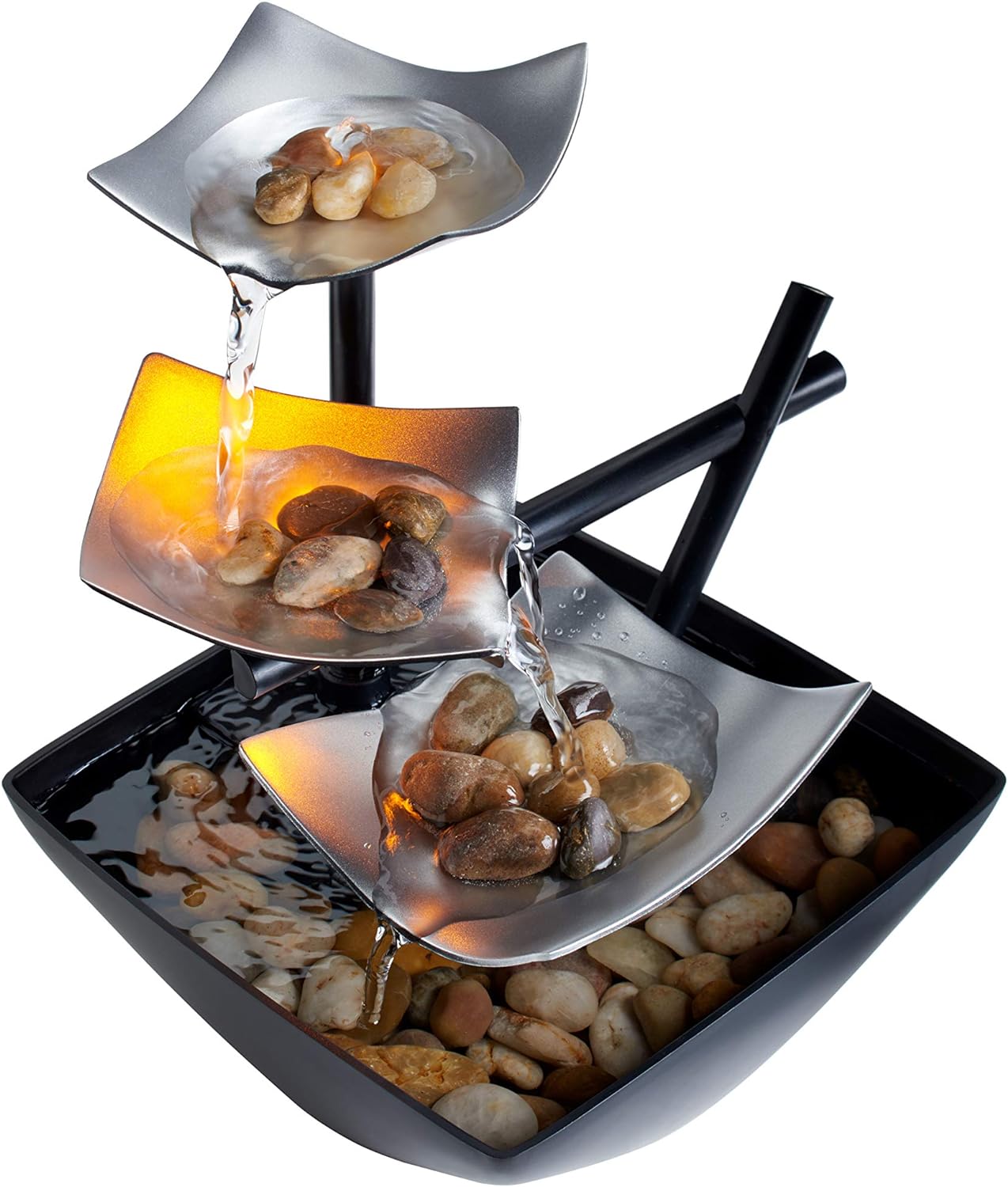 Homedics Tabletop Water Fountain: Soothing Sound Machine Indoor Relaxation Decor with Natural River Rocks