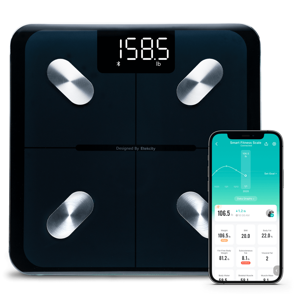 Etekcity Smart Bluetooth Wireless Body Fat Scale: Precision Digital Weight Measurement with 13 Body Composition Metrics, App Sync, and Multi-User Support