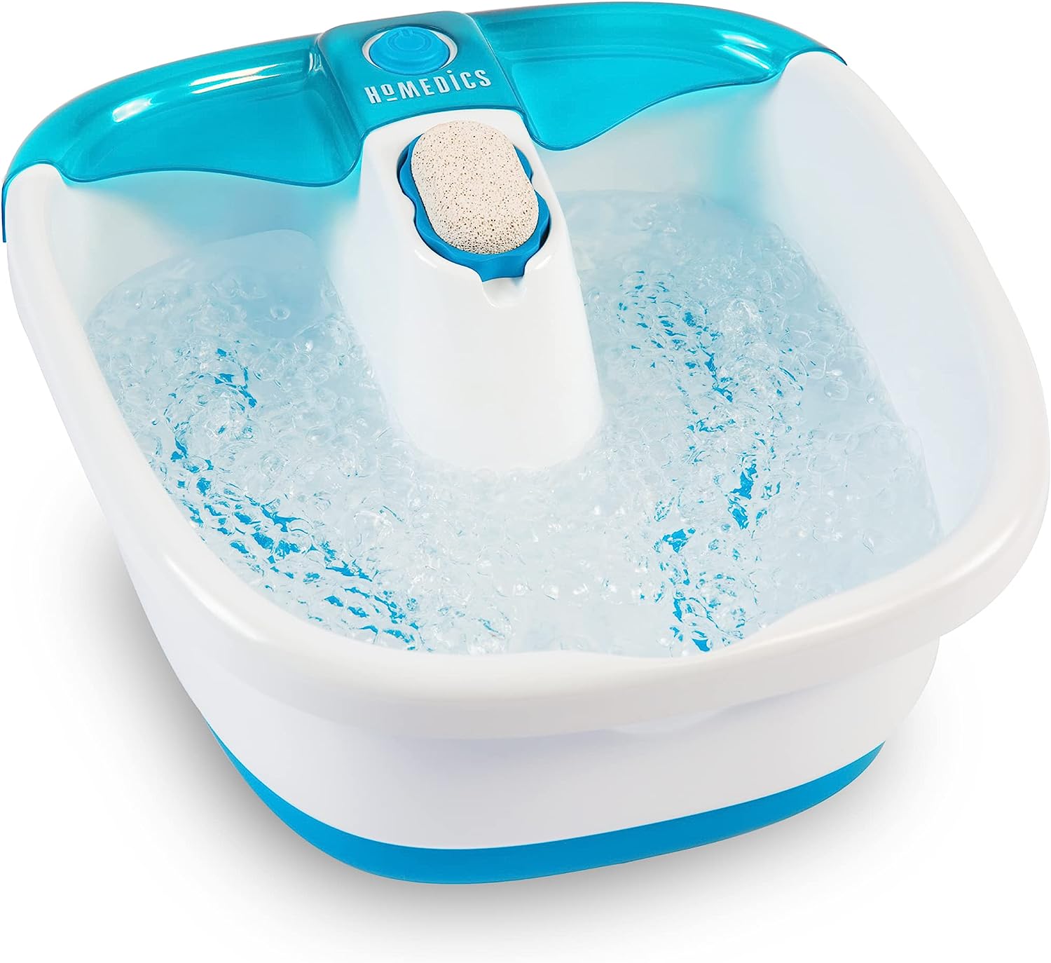 HoMedics Deluxe Home Foot Spa with Pumice Stone: Soothing Bubble Massage, Toe-Touch Control, and Splash Guard for Ultimate Relaxation