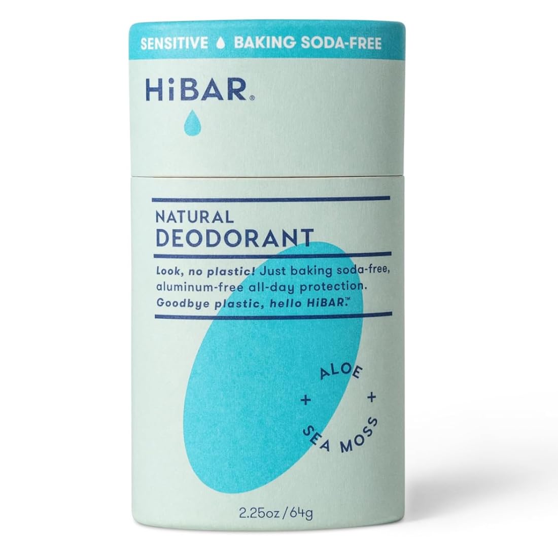 HiBAR Sensitive Deodorant with Sea Moss & Aloe – Natural Deodorant Sensitive Skin Cream, Aluminum‑ & Paraben‑Free