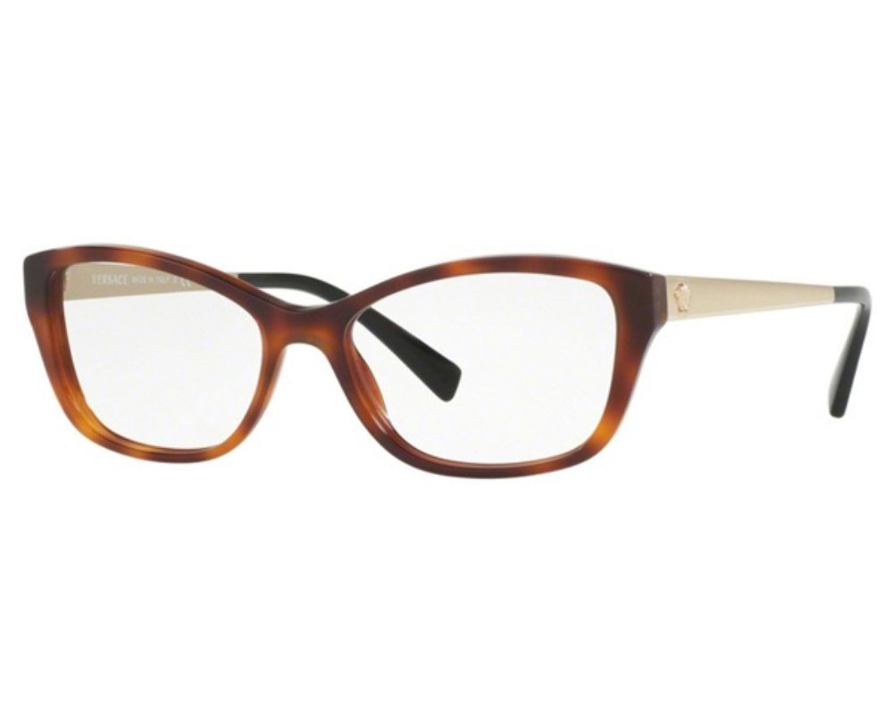 Versace VE3236 5217 Women\'s Havana Full Rim Cat-Eye Eyeglasses Frame 54-16-140 - Made in Italy