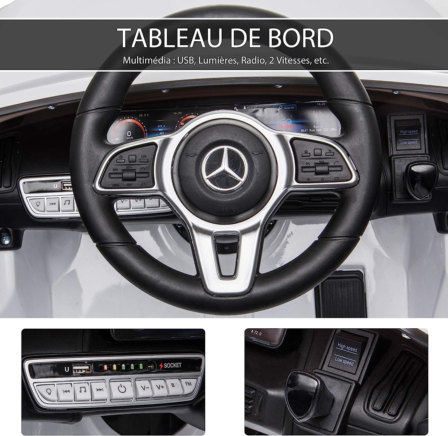 Voiture électrique enfants Mercedes EQC 400 4matic avec télécommande -  Blanc - Kiabi - 159.90€