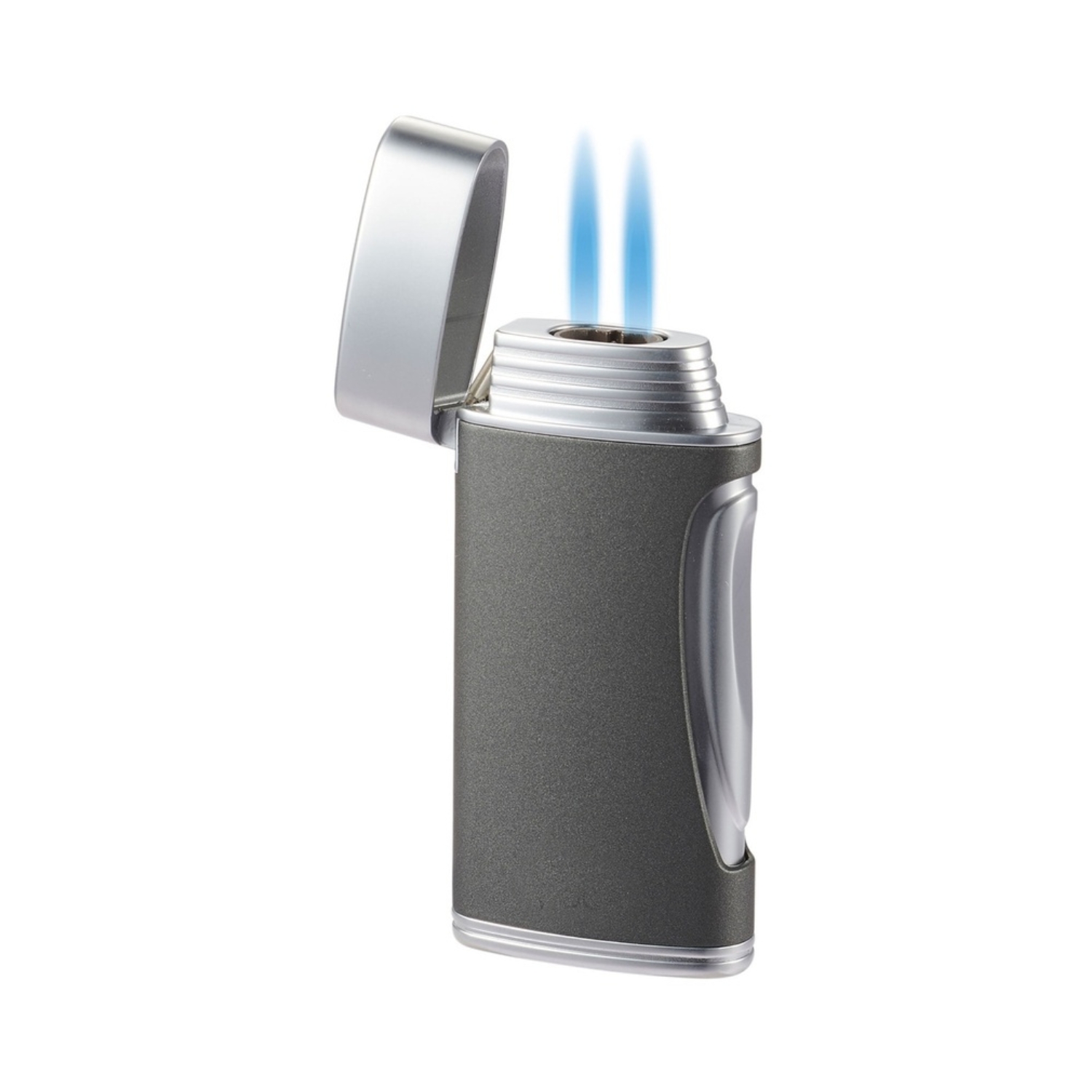 Briquet - Caseti Double Jet Chrome Gris Matte (1)