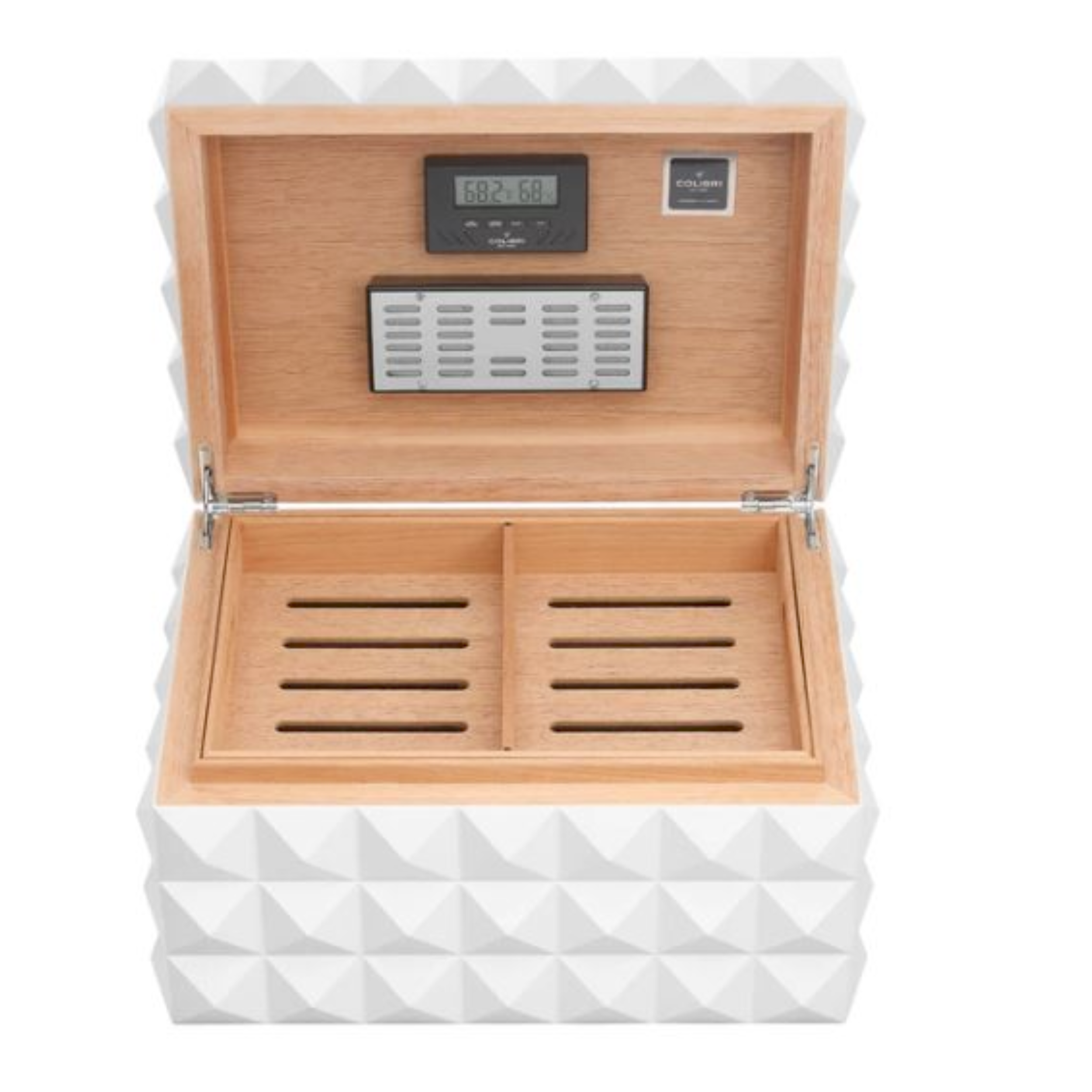 Humidor Colibri Grand Quasar Desktop Blanc Ouvert