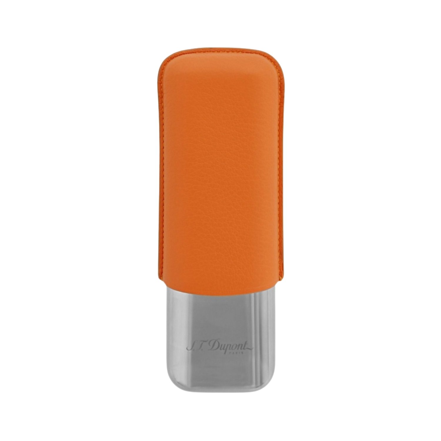 Etui Cigare Dupont Orange Grain/Chrome 2 Cigares