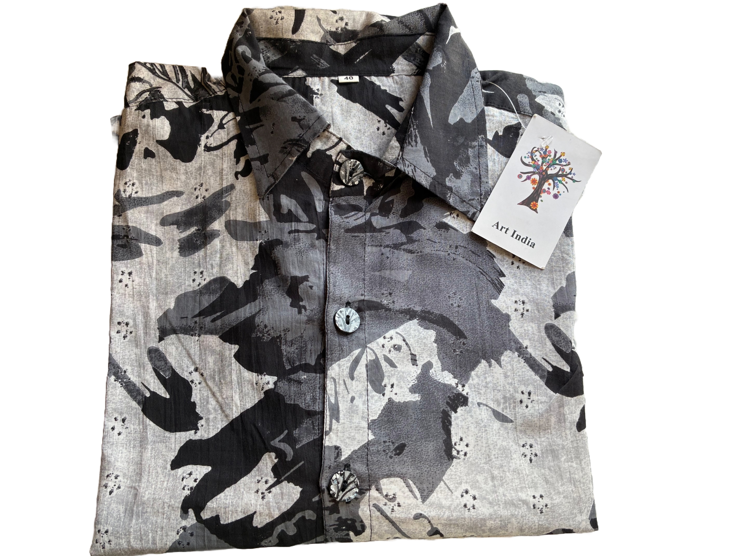 chemise manches longues taille 40 noire et blanche