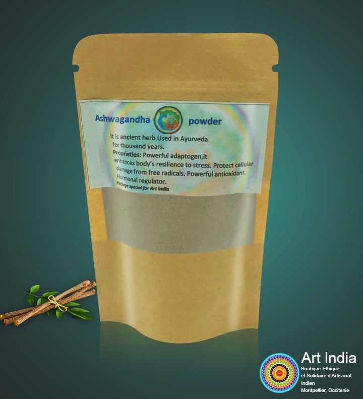 Ashwagandha en poudre provenance Inde du Sud - Sachet de 100 g