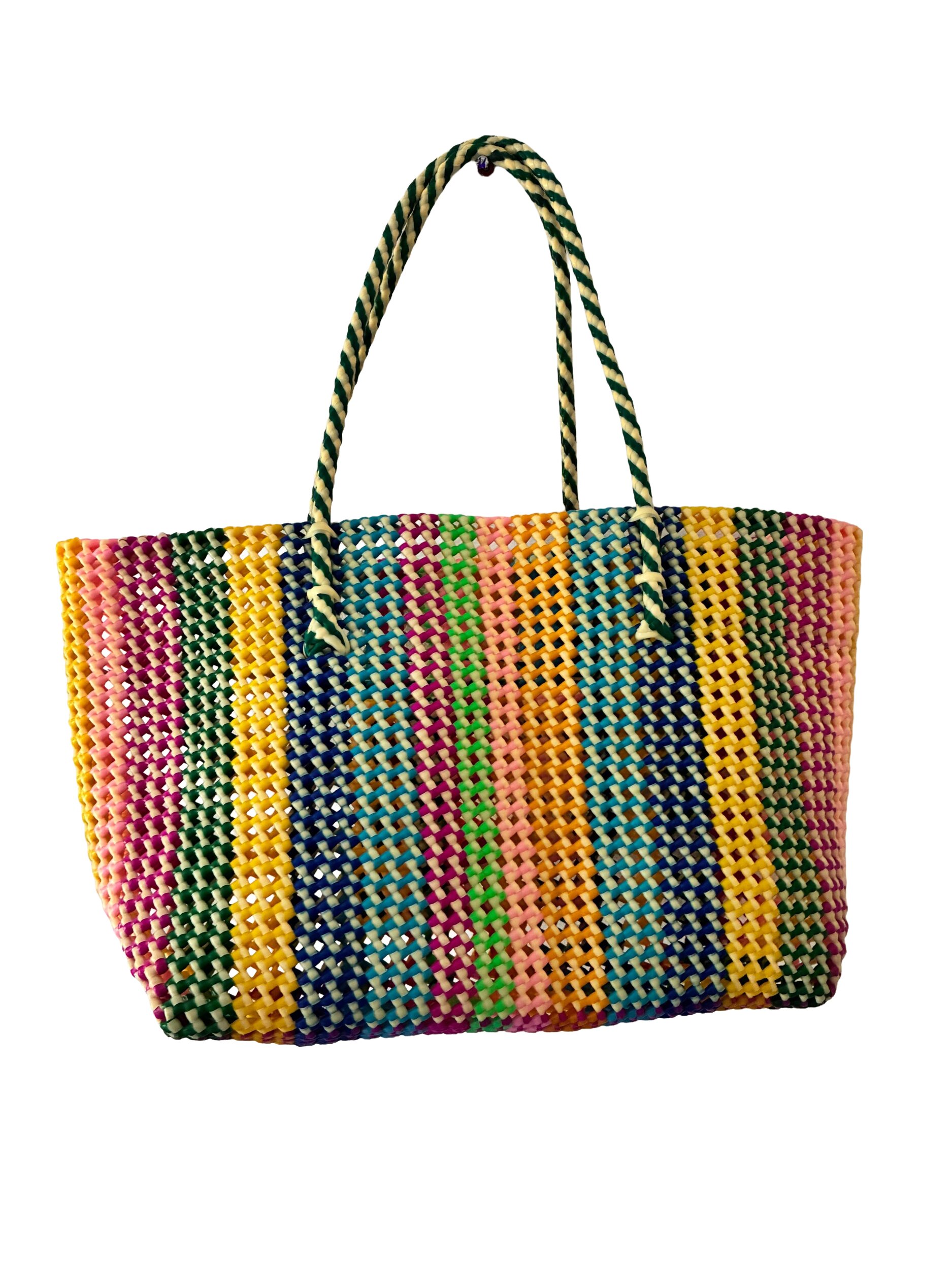grand panier tissé multicolore