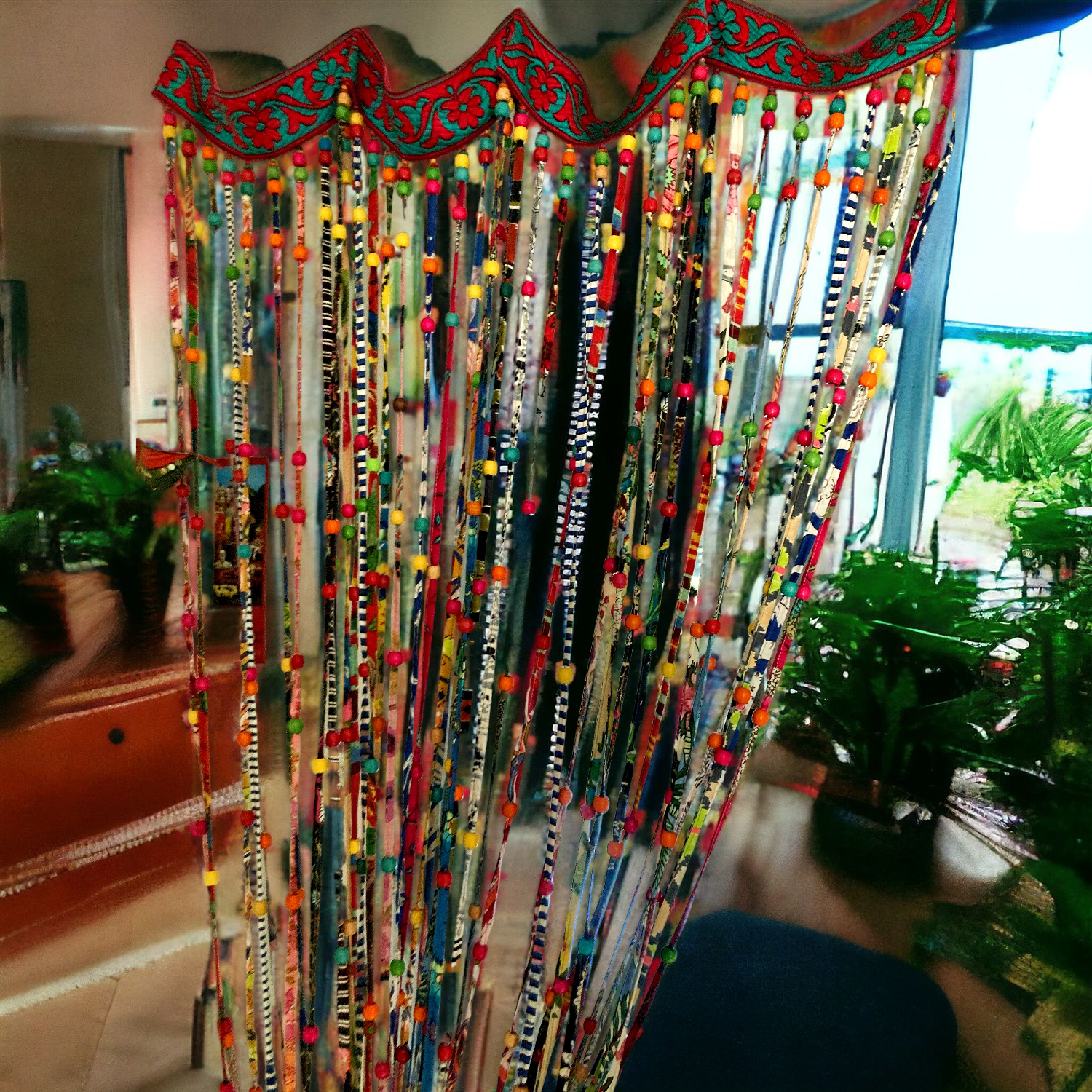 Rideau de perles de bois 