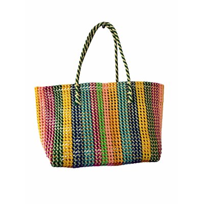 grand panier tissé multicolore