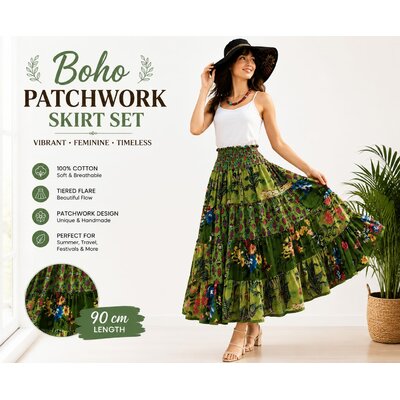 jupe boho verte