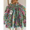 jupe courte 45 pans en coton vert et rose