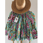 Jupe courte 45 pans vert et rose