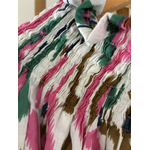 jupe courte 45 pans smock blanc  rose et vert