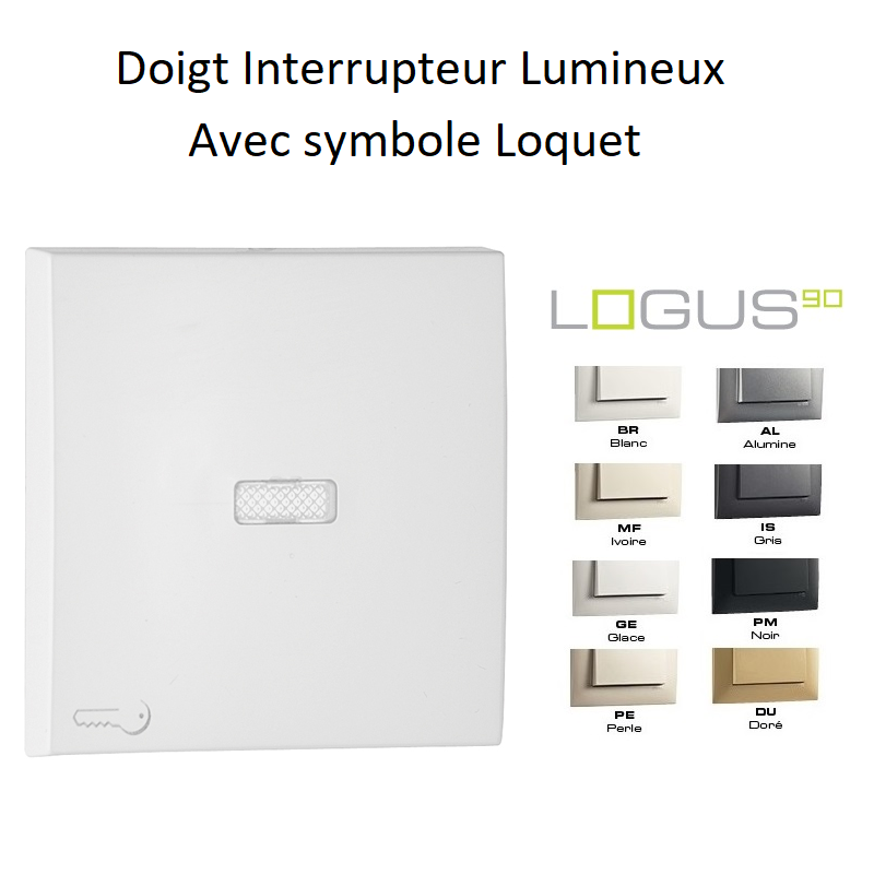 Doigt interupteur lumineux symbole loquet LOGUS 90794T