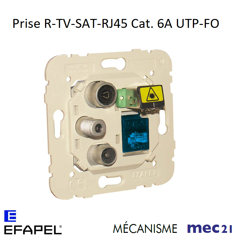 Mécanisme Prise R-TV-SAT-RJ45 Cat. 6A UTP - FO SC-APC étoile