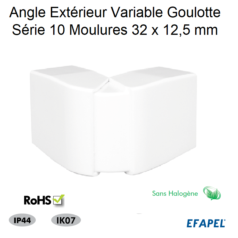 Angle Extérieur Variable pour goulotte 32x12,5 Sans halogène