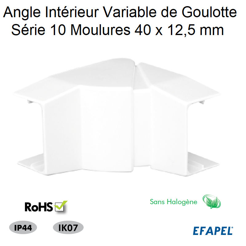 Angle Intérieur variable pour goulotte série 10 Moulures sans halogènes 40x12,5 10052GBR