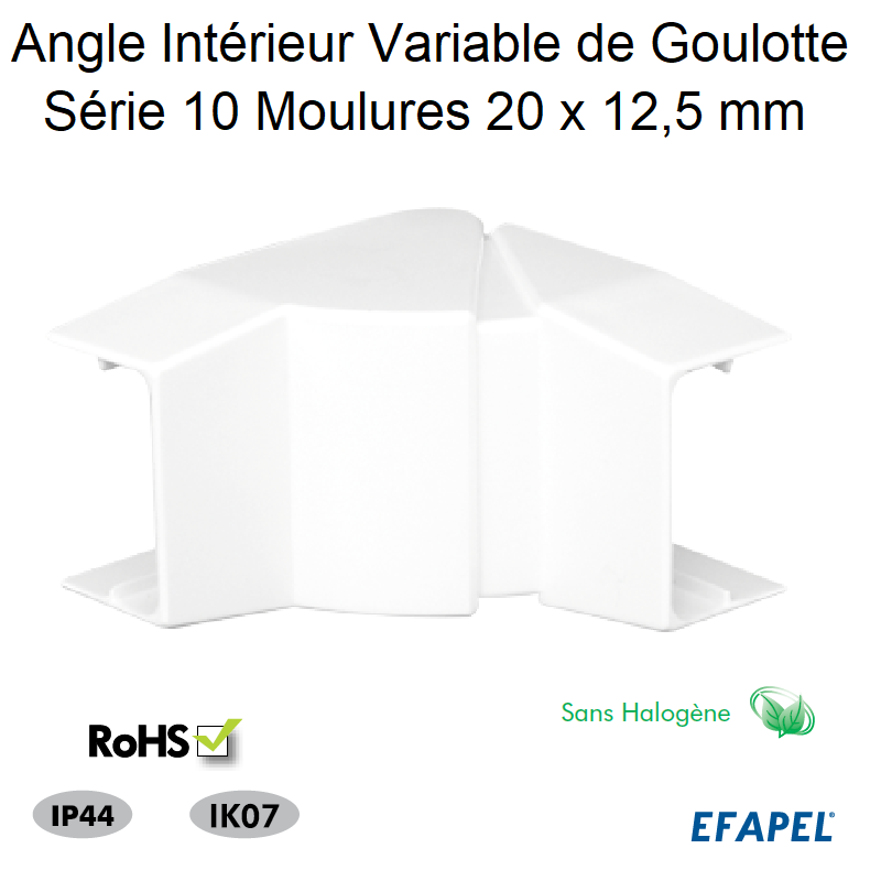 Angle Intérieur Variable pour goulotte 20x12,5 Sans halogène