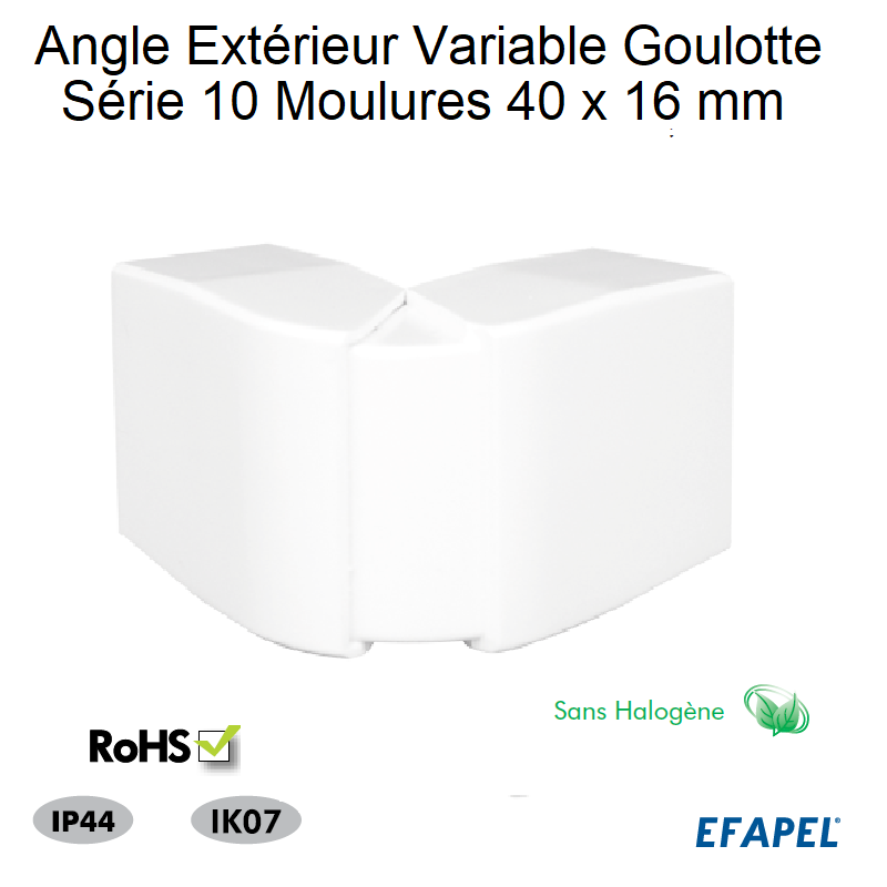 Angle extérieur variable pour goulotte série 10 Moulures sans halogènes 40x16 10066GBR