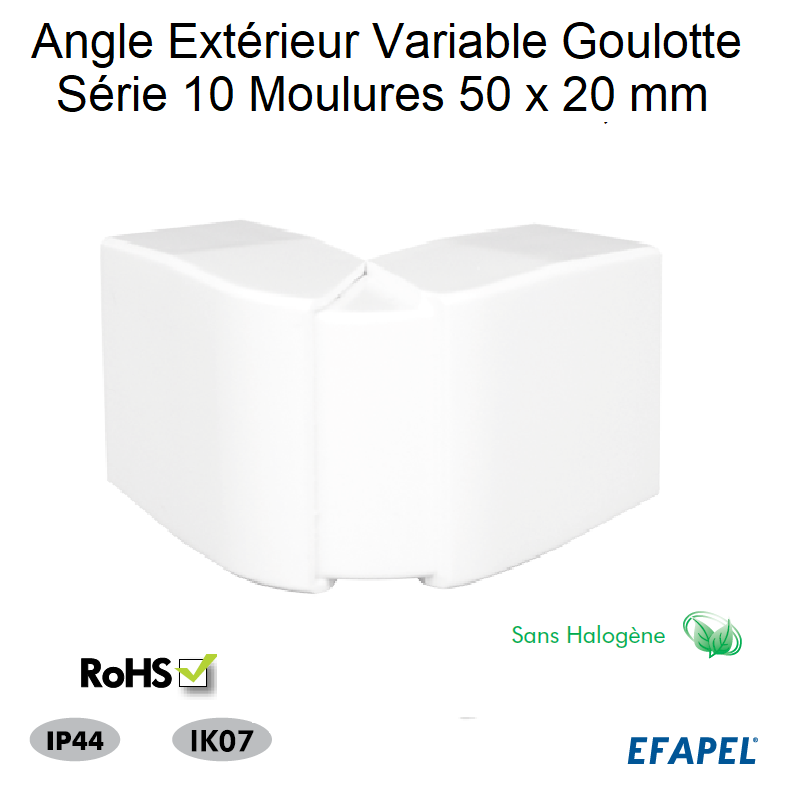 Angle extérieur variable pour goulotte série 10 Moulures sans halogènes 50x20 10506GBR
