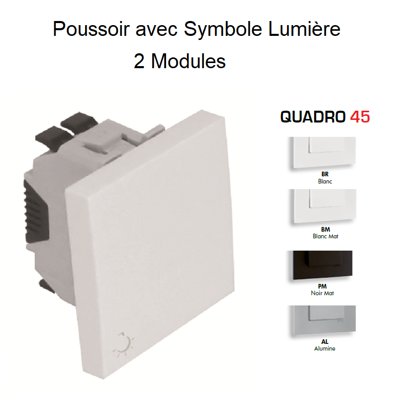 Poussoir à bascule symbole lumière 2 modules Quadro 45179S