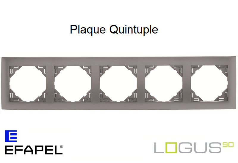 Plaque Quintuple aquarella logus90 efapel 90950TAL ALUMINE