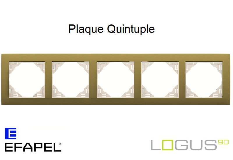 Plaque Quintuple aquarella logus90 efapel 90950TDU Doré