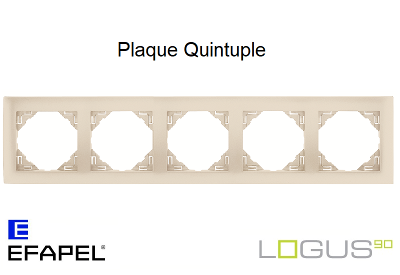 Plaque Quintuple aquarella logus90 efapel 90950TPE PERLE