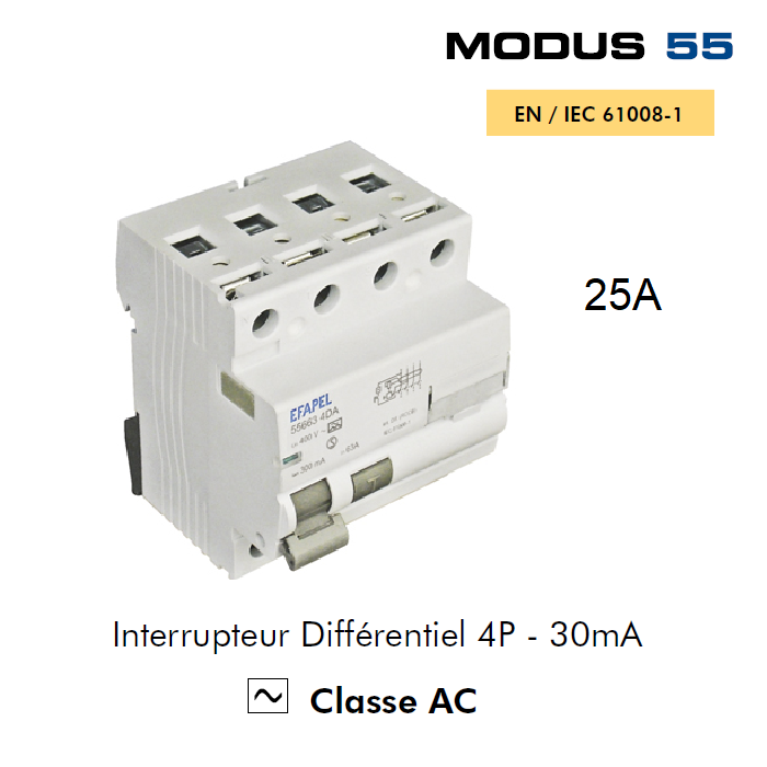 Interrupteur Différentiel 4P 30mA Classe AC 4BC 25A