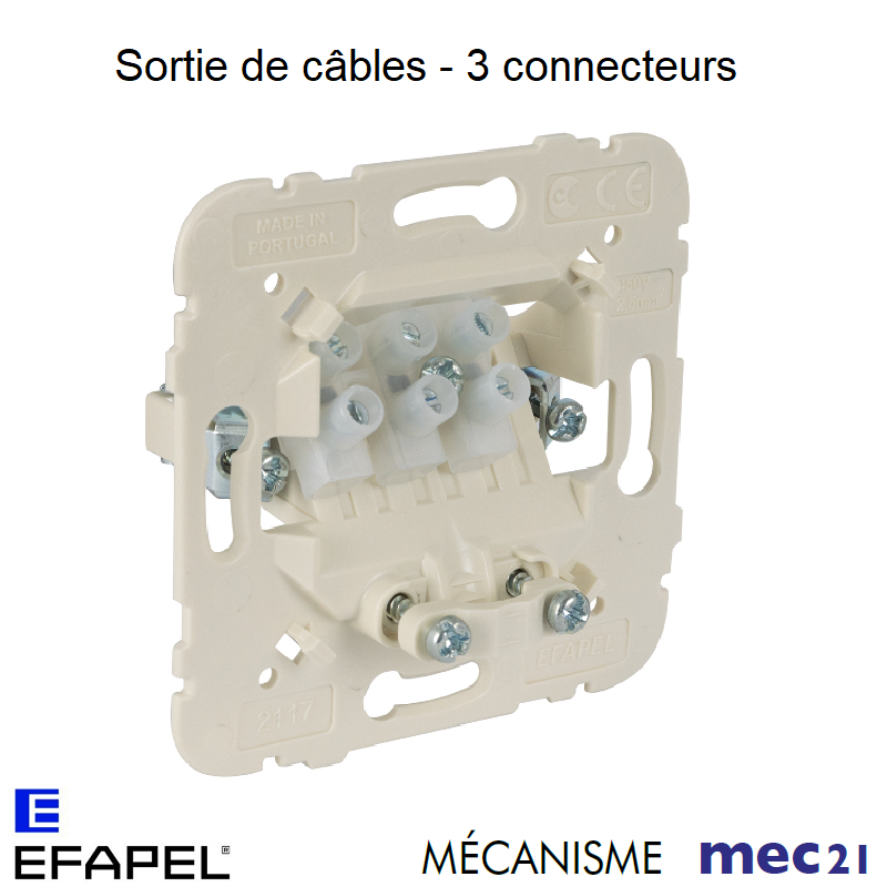 Mécanisme sortie de cable 3 connecteurs mec 21173