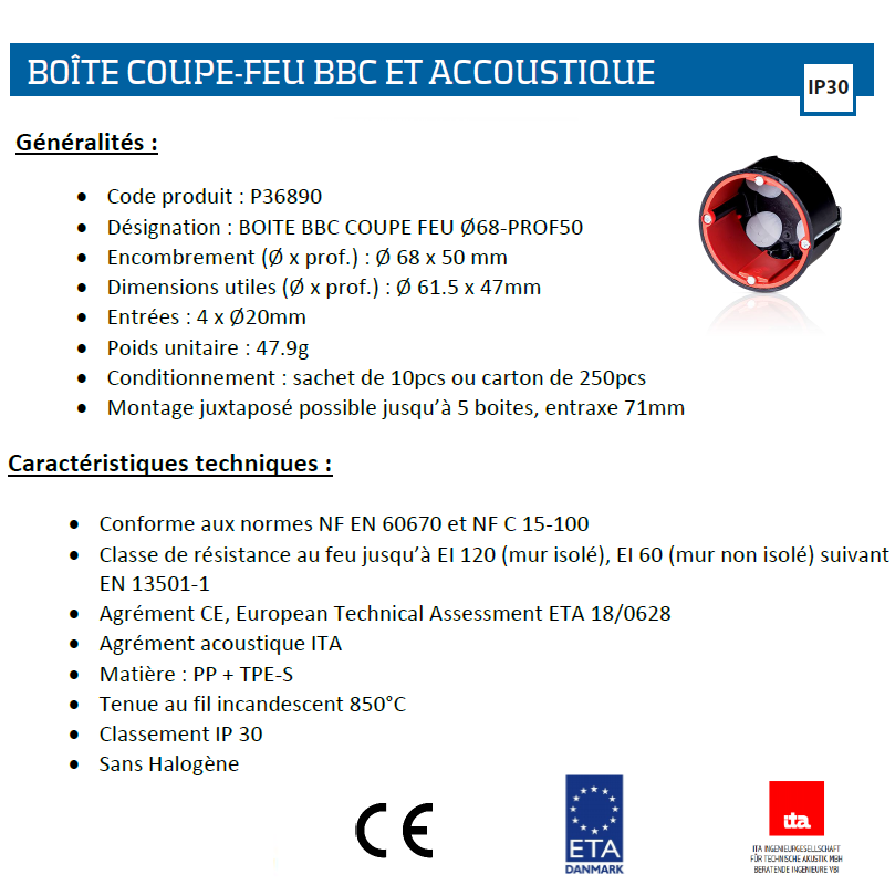 Boite BBC CF Prof 50 caractéristiques