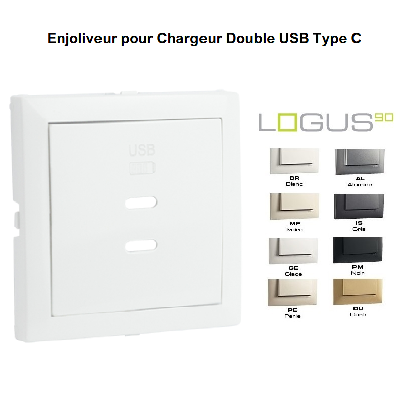 Enjoliveur de chargeur Double USB Type C LOGUS 90